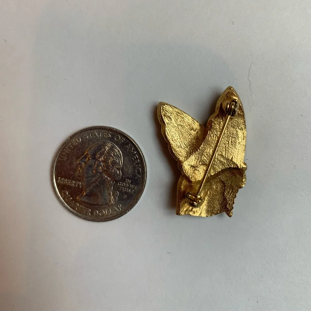 Lot of Two Butterfly Brooches Gold Tone Copper Colorful Enamel Vintage - Picture 3 of 6